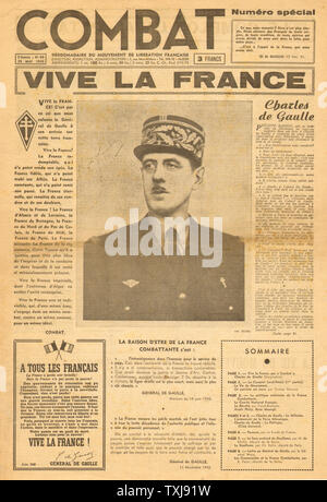 1943 Bekämpfen (Französisch Befreiungsbewegung Zeitung - Algerien) Charles de Gaulle Stockfoto