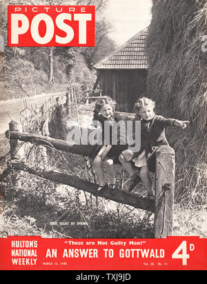 1948 Bild Post Magazine Startseite der erste Anblick der Feder Stockfoto