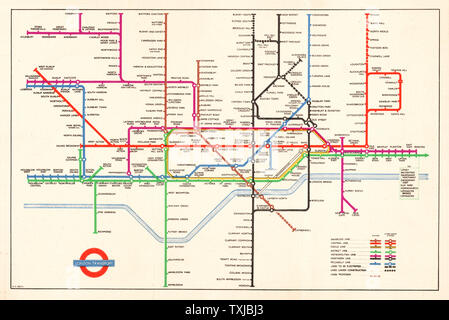 1949 London U-Bahnplan Stockfoto