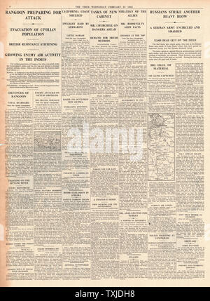 1942 Seite 4 Die Zeiten Schlacht für Birma Stockfoto