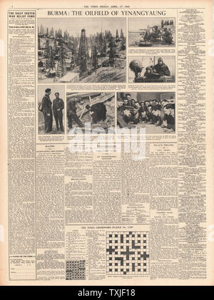 1942 Seite 6 Die Zeiten Schlacht für Birma Ölfelder an Yenangyaung Stockfoto