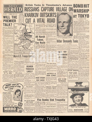 1942 Front Page Daily Herald Schlacht um Charkow Stockfoto