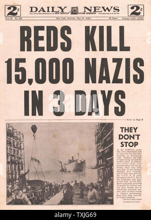 1942 Front Page Daily News New York schweren deutschen Verluste in Russland Stockfoto