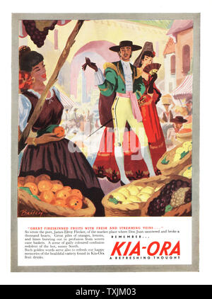 1947 UK Magazin Kia-Ora Obst Getränke Advert Stockfoto