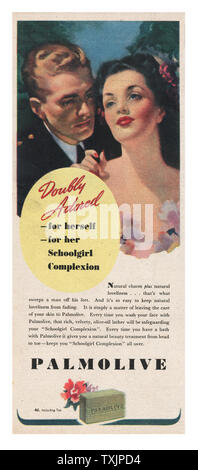 1945 UK Magazin Palmolive Seife Advert Stockfoto