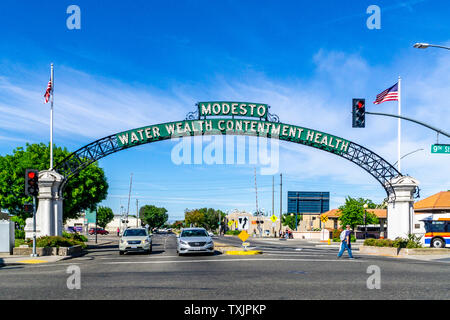 Die Modesto Arch in Modesto Kalifornien USA Stockfoto