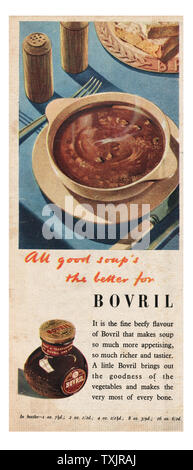 1946 UK Magazin Bovril Suppe Anzeige Stockfoto