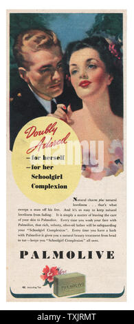 1945 UK Magazin Palmolive Seife Advert Stockfoto