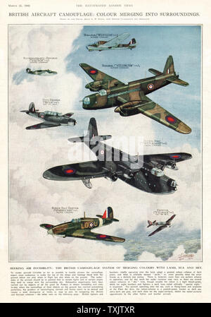 1941 Illustrated London News British Aircraft Camouflage Stockfoto