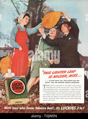 1941 US-Magazin Lucky Strike Zigarette Anzeige Stockfoto