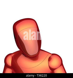 Technologie Charakter cyborg Roboter künstliche orange rot avatar Symbol. futuristische Android elektronische Person Porträt. 3D-Darstellung Stockfoto