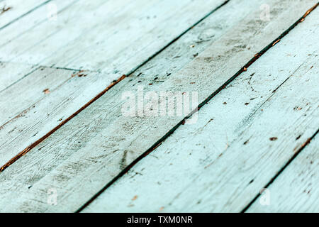 Alte, abgetragene Holz- hintergrund blau und Cyan. Blur Effekt. Stockfoto