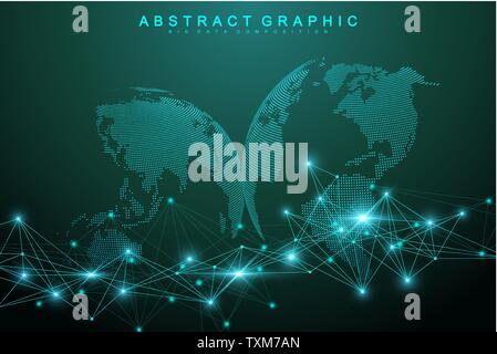 Geometrische grafik hintergrund Molekül und Kommunikation. Angeschlossene Leitungen mit Punkten. Minimalismus chaotische Abbildung Hintergrund. Konzept der Wissenschaft Stock Vektor