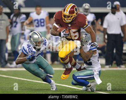 Washington Redskins zurück läuft Alfred Morris läuft gegen die Dallas Cowboys im dritten Quartal bei AT&T Stadium in Arlington, Texas, am 13. Oktober 2013. UPI/Kevin Dietsch Stockfoto