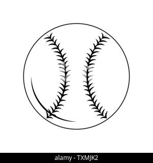 Baseball equiment Elemente Symbol Karikatur in Schwarz und Weiß Stock Vektor