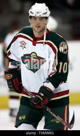 Minnesota Wild rechten Flügel Marian Gaborik skates während der Vorwärmungen vor dem Spiel gegen die Colorado Avalanche bei der Pepsi Center in Denver, 28. Februar 2006. Colorado beat Minnesota 4-2. (UPI Foto/Gary C. Caskey) Stockfoto