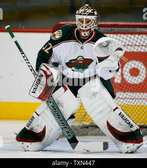 Minnesota Wild goalie Niklas Backstrom von Finnland Praktiken während des Warm ups am Pepsi Center in Denver am 24. Januar 2008. (UPI Foto/Gary C. Caskey) Stockfoto