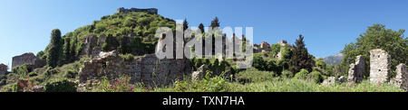 MYSTRAS, Griechenland ca. Mai 2019 Panorama der Ruinen Stockfoto