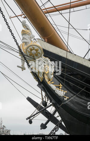 HMS Warrior 1860, Galionsfigur, modernen Wiederaufbau Stockfoto