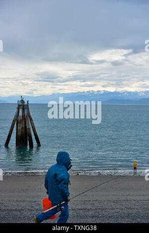 Fischer Strand angeln, Homer, Alaska, United States Stockfoto