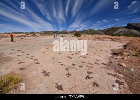 Fußabdrücke von Dinosauriern in Torotoro Nationalpark, Torotoro, Bolivien Stockfoto