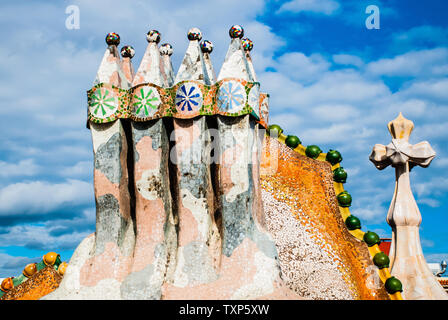 Innenraum und der Schornstein der Casa Batllo Stockfoto