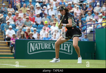 Eastbourne, Großbritannien. 25. Juni 2019 in Großbritannien Johanna Konta in Aktion gegen Maria Sakkari Griechenlands an Tag vier der Natur Tal Internationalen an der Devonshire Park. Credit: James Boardman/TPI/Alamy leben Nachrichten Stockfoto