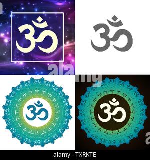 Om Symbol der hinduistischen Gottheit Gott Shiva Set Vektor Stock Vektor