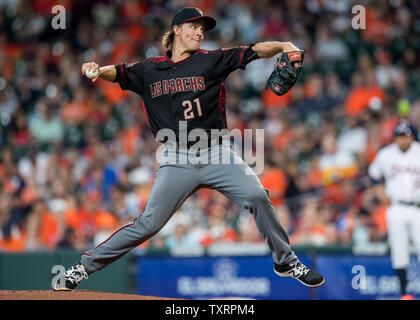 Arizona Diamondbacks Krug Zack Greinke Plätze gegen die Houston Astros im 2. Inning im Minute Maid Park in Houston am 16. September 2018. Foto von trask Smith/UPI Stockfoto