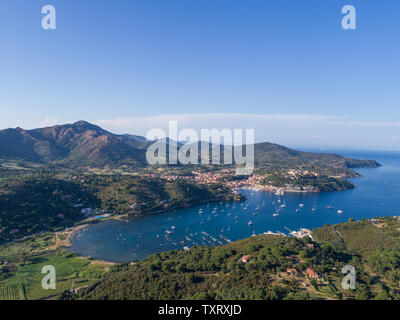 Insel Elba, Panoramablick von oben Stockfoto