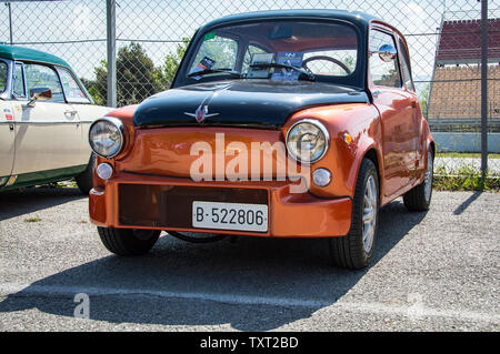 SEAT Fiat 600 Abarth in Circuit de Barcelona, Katalonien, Spanien Stockfoto