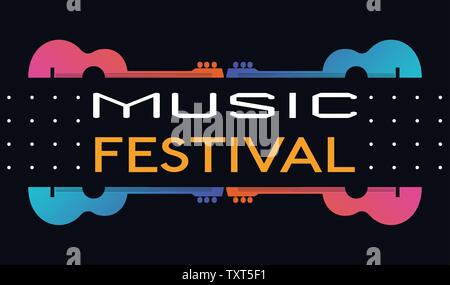 Musik Festival hand Briefe flachbild Vektor Schild gezeichnet Stock Vektor