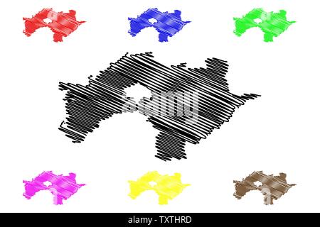 Chiayi County (administrative divisions von Taiwan, Republik China, ROC, Bezirke) Karte Vektor-illustration, kritzeln Skizze Chiayi Karte Stock Vektor