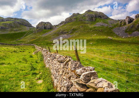 22.06.2019, vereinbaren, North Yorkshire, UkHill entlang Attermire 4 Narbe oben in den Yorkshire Dales National Park an einem Tag im Sommer. Stockfoto