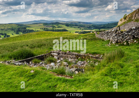 22.06.2019, vereinbaren, North Yorkshire, UkHill entlang Attermire 4 Narbe oben in den Yorkshire Dales National Park an einem Tag im Sommer. Stockfoto