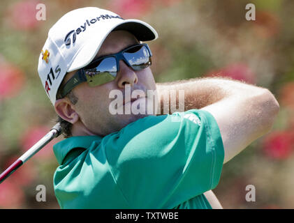 Martin Laird, aus Glasgow, Schottland, T-Stücke weg auf den 18-Loch-Golfplatz in der zweiten Runde der Players Championship PGA Golf Turnier in Ponte Vedra Beach, Florida am 11. Mai 2012. UPI/Mark Wallheiser Stockfoto