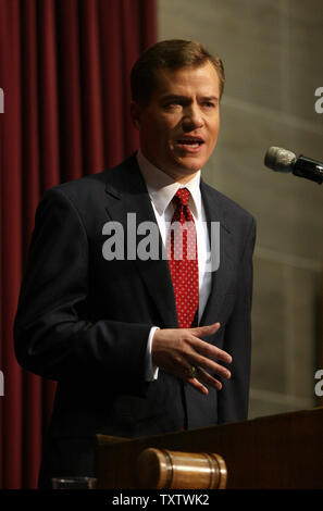 Missouri Gouverneur Matt Blunt liefert die jährliche Regierungserklaerung zur Gesetzgebung an das State Capitol Building in Jefferson City, Missouri am 15. Januar 2008. (UPI Foto/Rechnung Greenblatt) Stockfoto