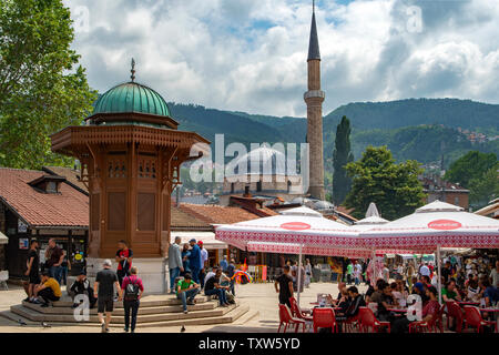 Bascarsija Square, Sarajevo, Bosnien und Herzegowina Stockfoto