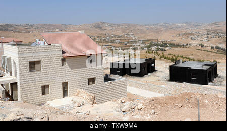 Ein Blick auf die neuen israelischen Wohnungsbau in der jüdischen Siedlung Tekoa in der West Bank, 26. September 2010. Der palästinensische Präsident Mahmud Abbas sagte, direkte Gespräche mit den Israelis wird angehalten, wenn der israelische Ministerpräsident Benjamin Netanjahu ist nicht der 10-Monats-West Bank Siedlungsbau einzufrieren, das heute um Mitternacht verlaengern. UPI/Debbie Hill Stockfoto
