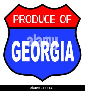 Route 66 Stil Verkehrsschild mit der Legende von Georgien produzieren isoliert Stock Vektor