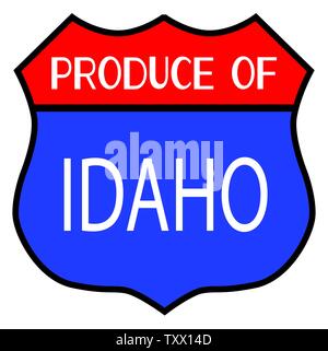 Route 66 Stil Verkehrsschild mit der Legende von Idaho produzieren isoliert Stock Vektor