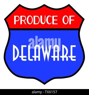Route 66 Stil Verkehrsschild mit der Legende von Delaware produzieren isoliert Stock Vektor