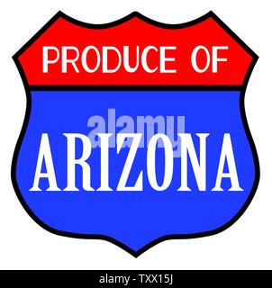 Route 66 Stil Verkehrsschild mit der Legende Produzieren von Arizona isoliert Stock Vektor