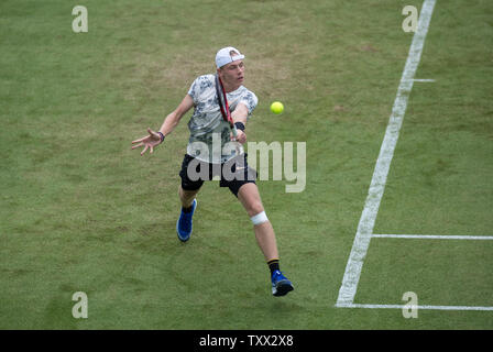 Slough, Großbritannien. 25. Juni 2019. Denis Shapovalov von Kanada während der BOODLES TENNIS 2019 Veranstaltung im Stoke Park, Slough, England am 25. Juni 2019. Foto von Andy Rowland. Credit: PRiME Media Images/Alamy leben Nachrichten Stockfoto