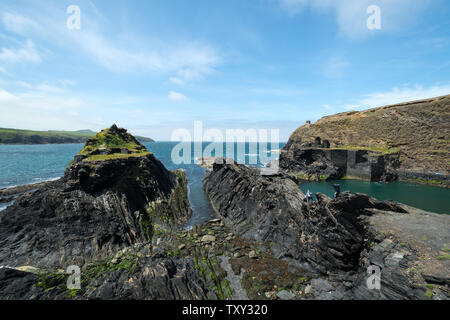 Abereiddy Bucht, Strand und Küste, Haverfordwest, Wales Stockfoto