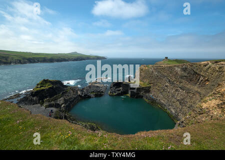 Abereiddy Bucht, Strand und Küste, Haverfordwest, Wales Stockfoto