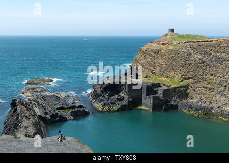 Abereiddy Bucht, Strand und Küste, Haverfordwest, Wales Stockfoto