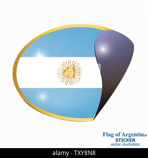 Banner mit der Flagge von Argentinien. Bunte Aufkleber mit Flag für Web Design. Helle Banner mit weißem Hintergrund. Stock Vektor