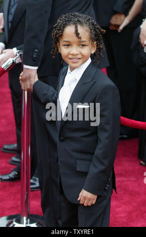 Jaden Christopher Syre Smith, Schauspieler Will Smith's Sohn, kommt für die 79. jährlichen Academy Awards, bei der Kodak Theater in Hollywood, Kalifornien, am 25. Februar 2007 statt. 50 Oscars für Motion picture Leistung im Jahr 2006 gegeben werden. (UPI Foto/Terry Schmitt) Stockfoto