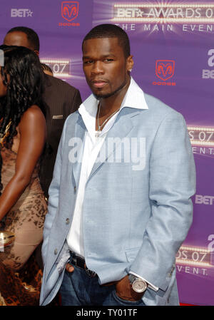 Rap Künstler Curtis '50 Cent' Jackson kommt an der 2007 BET Awards in Los Angeles am 26. Juni 2007. (UPI Foto/Jim Ruymen) Stockfoto